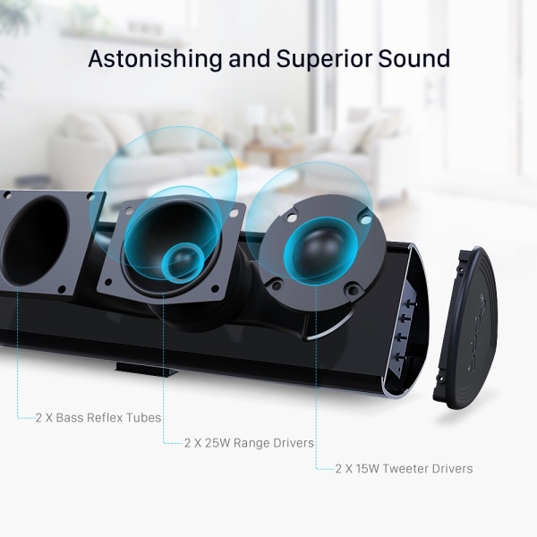 80W TV SoundBar Bluetooth -högtalare Hemmabiosystem 3D