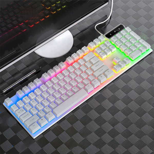 (Vit) Gaming Mekaniskt tangentbord Multi RGB-bakgrundsbelyst