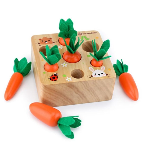 Skörd morot barn montessori leksaker block set i trä