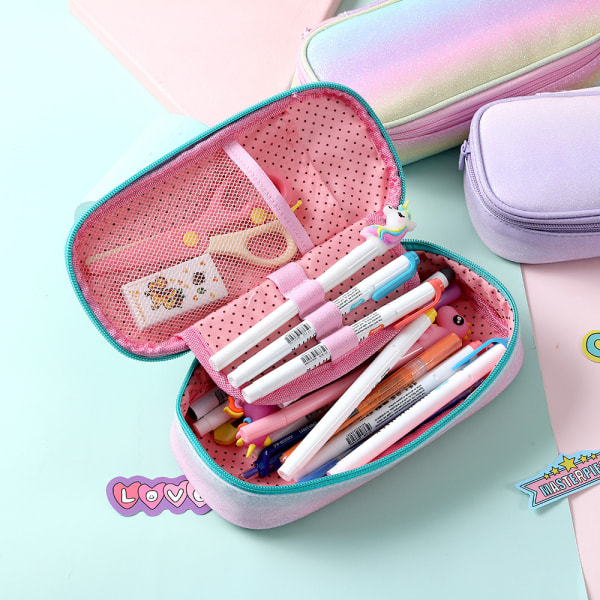 Creative Glitter Chalk Bag, Glitter Stor kapacitet Penna Colorful A