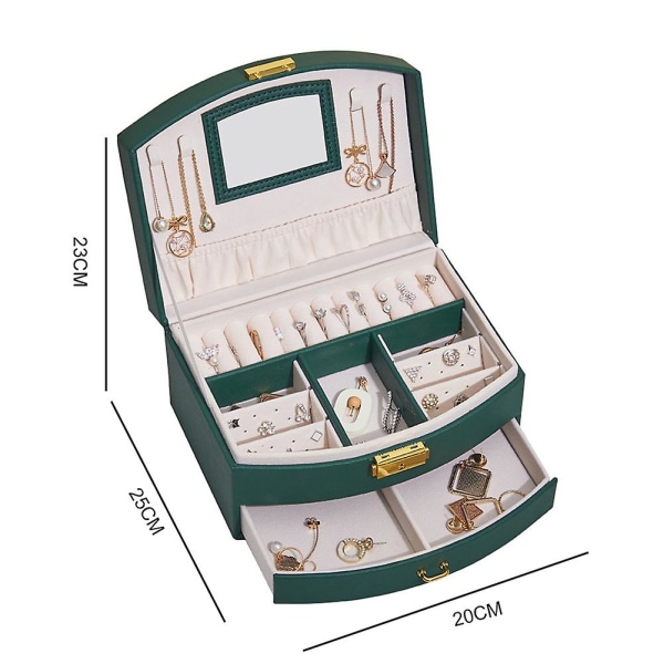 Smyckeskrin Large-Capacity med lås Multifunktionella smycken