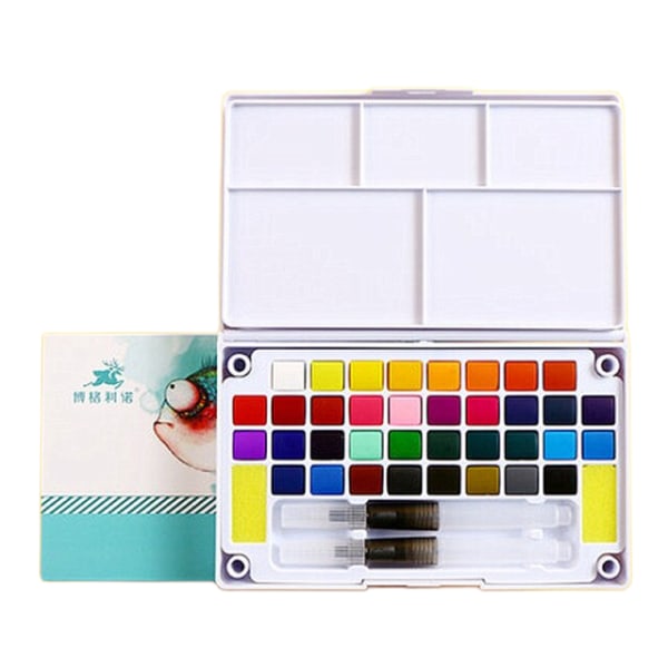 36 färger Portable Travel Solid Pigment Akvarellfärger