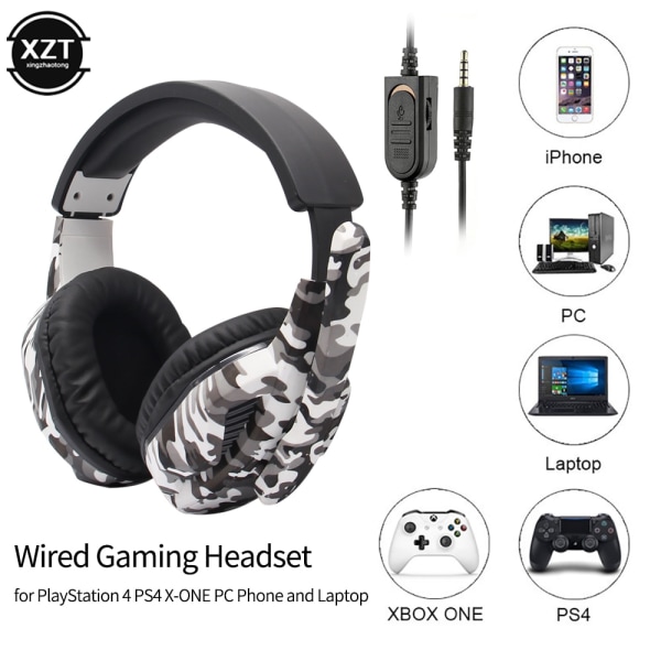 3,5 mm Wire Camouflage Gaming Headset Professionell Gamer