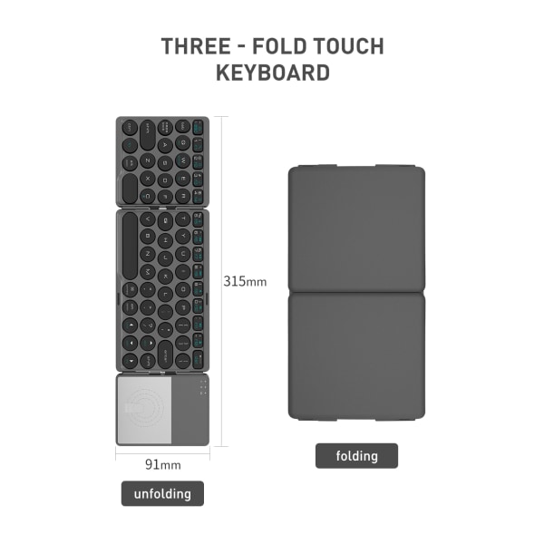Qwert hopfällbart tangentbord Bluetooth trådlös med pekplatta