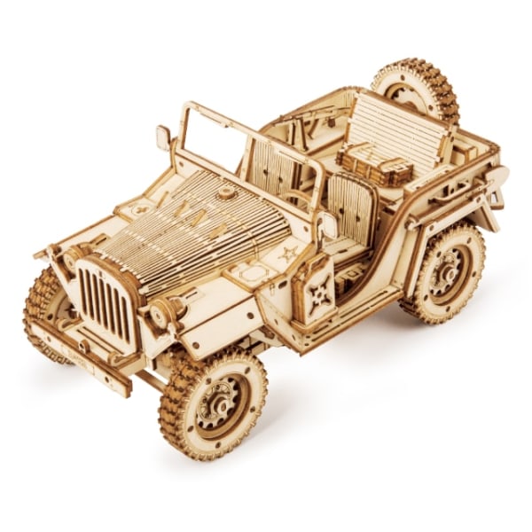Retro DIY rörlig 3D Army Jeep trä pusselspel montering