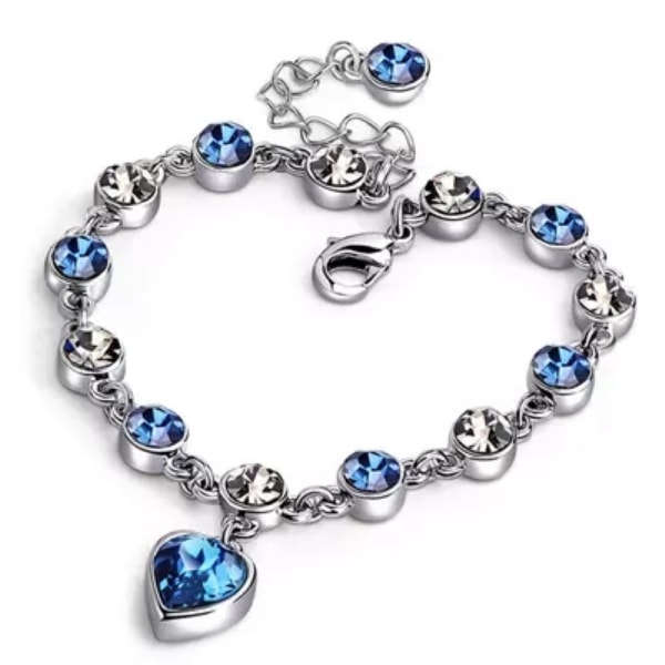 Crystal Romantic Love Armband, Fashion Armband, Lucky Silver diamond blue