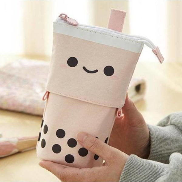 2ST Polka Dot Milk Tea Pull-down case, söt smiley