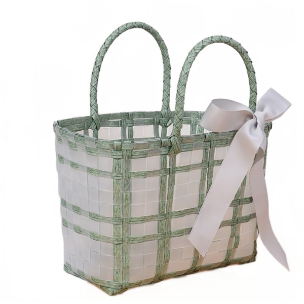 Vävd genomskinlig plastväska, vattentät Casual Ryggsäck, Mini Green