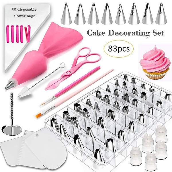 (Cakeset-8)Pink cake skivspelare set cake stand skivspelare