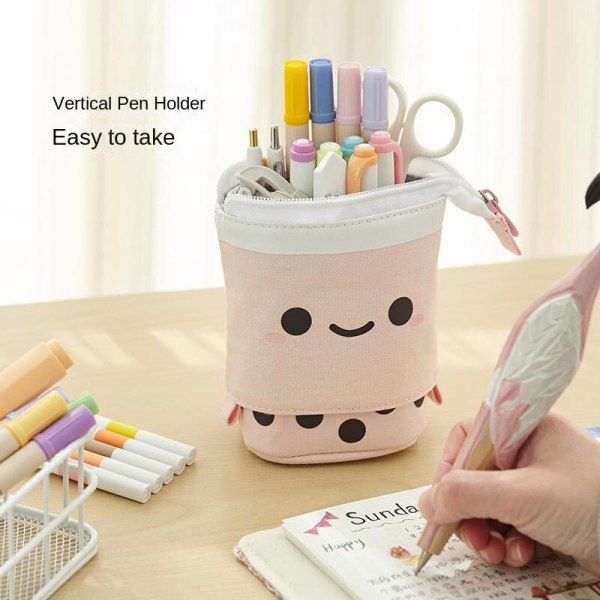 2ST Polka Dot Milk Tea Pull-down case, söt smiley