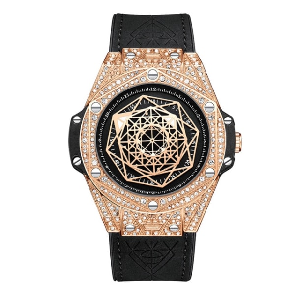 Top Luxury Brand Watch för män Big Diamond Leather Analog