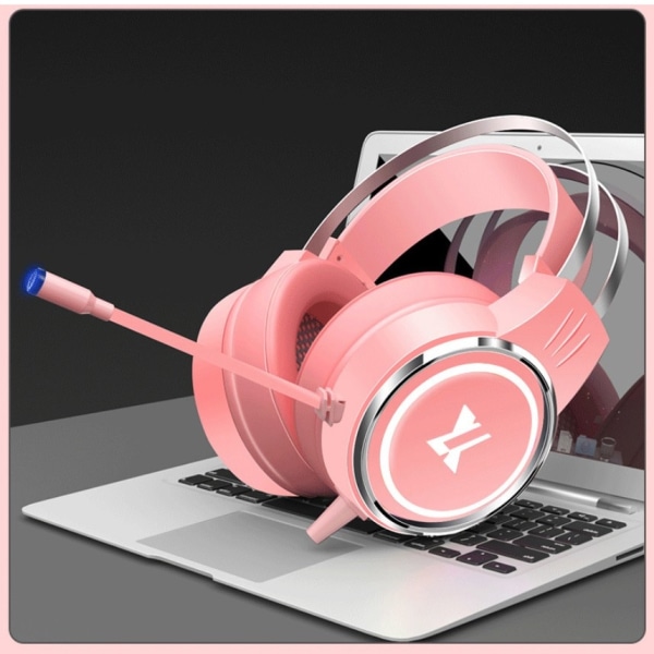 Rosa trådbundna hörlurar Headset PC Gamer Stereo vikta hörlurar