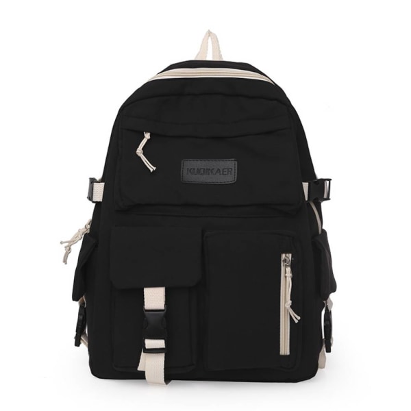 Mode enkel ryggsäck, koreansk version Multi-pocket Travel Black