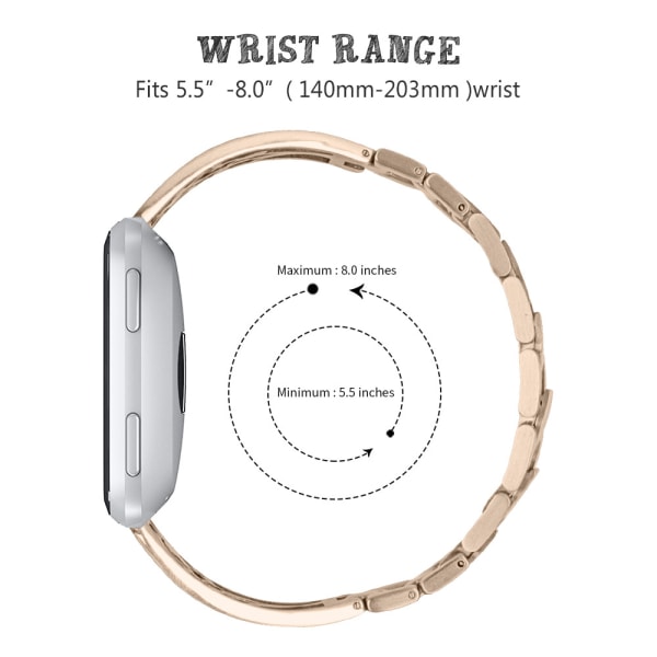 5,5-8,1 tums band i rostfritt stål för Fitbit Versa/Fitbit Gold