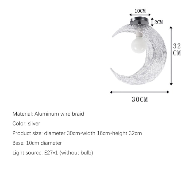 30cm specialformad taklampa, 220V E27*1 utan glödlampor,