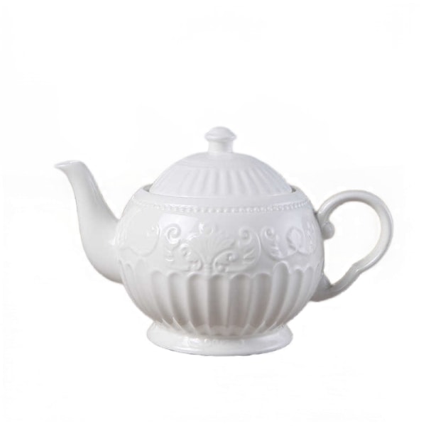 European Lace Creative Pure White Kettle Relief Pottery