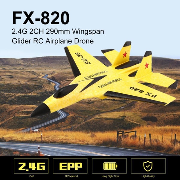 FX 820 2,4G 2CH Fjärrkontroll SU 35 Glider 290mm vingspann