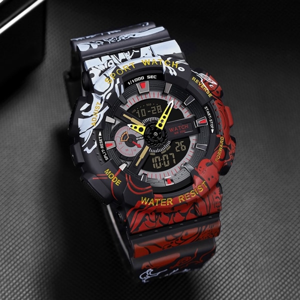 Mode Sport Multifunktionell Camouflage Military Watch LED