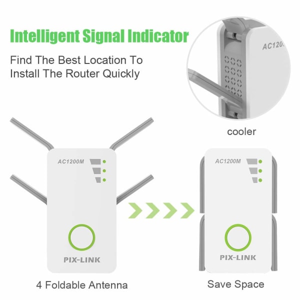1200 Mbps trådlös router Wifi Range Extender Repeater Signal