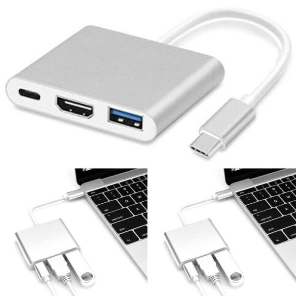 Typ C till USB-C 4K HDMI USB 3.0 3 i 1 Hub Adapters Kabel