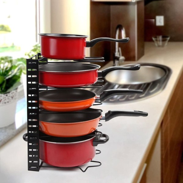 5/8 Däck Kök Förvaringsställ Pan Pot Pot Lock Organizer Hyllor