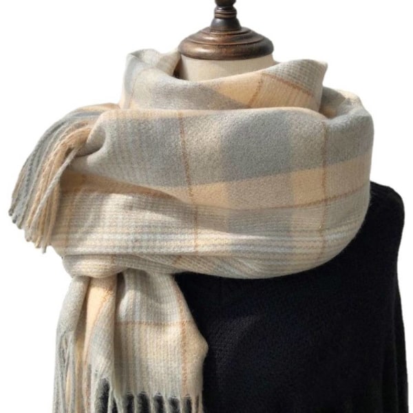 Rutig stickad halsduk, vinterförtjockad varm imitation för kvinnor