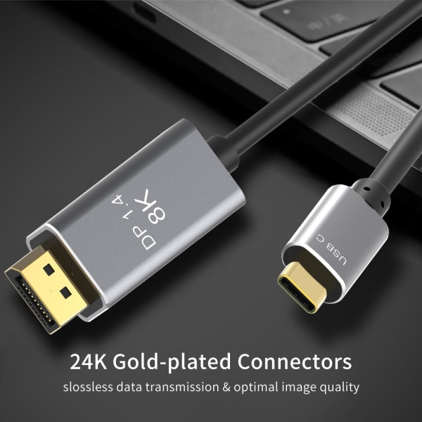 USB C DP1.4-kabel typ C till displayport 1.4 8K 30hz 4K 144Hz