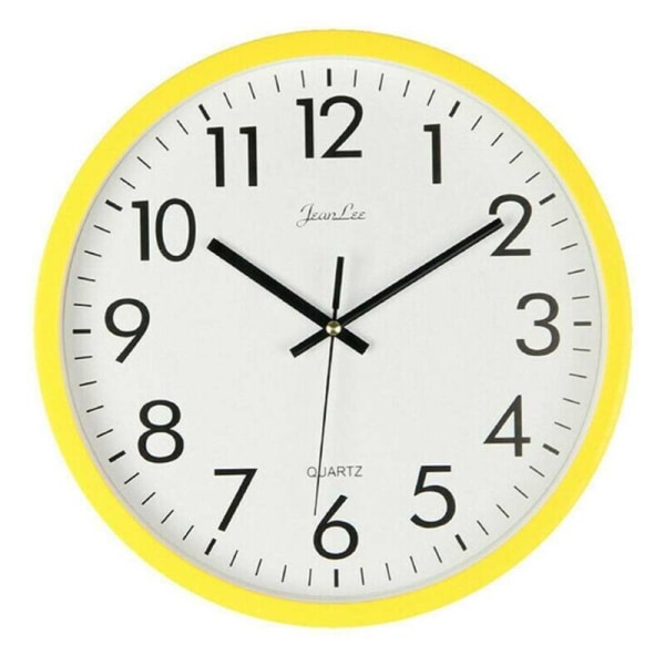 (Gul) 10" Retro rund väggklocka Silent Sweep Movement