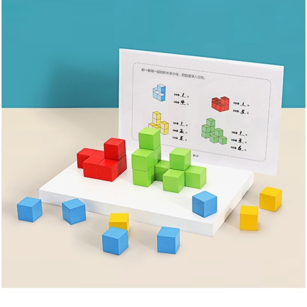 Träleksaker 3D-pussel Geometrisk form Kognition Match tidigt