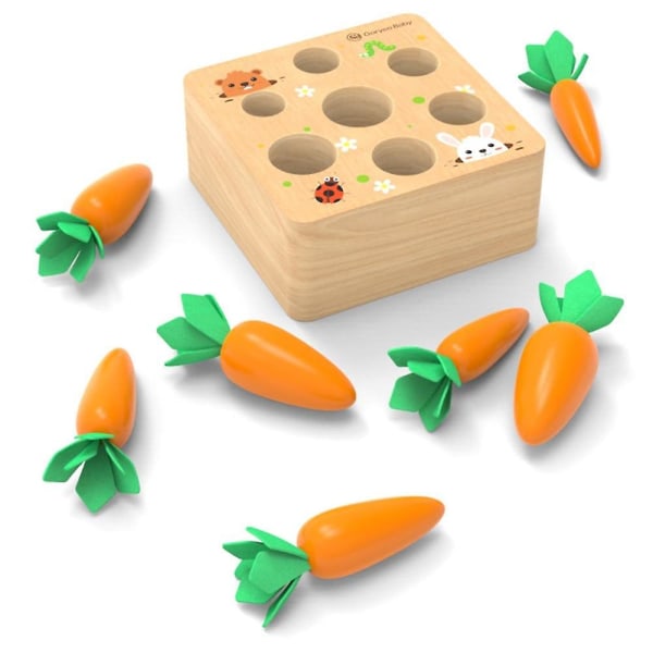 Skörd morot barn montessori leksaker block set i trä