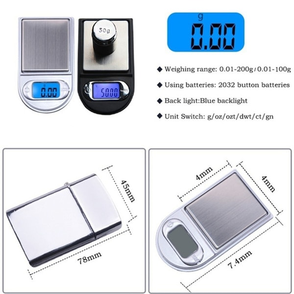 Mini Lighter Shape elektronisk våg 0,01g Precision Digital