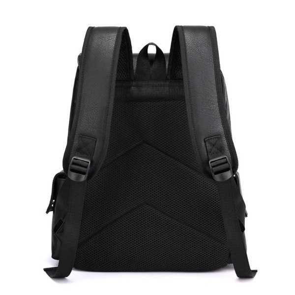 Stor kapacitet mjuk PU-läderryggsäck, koreansk version av Black