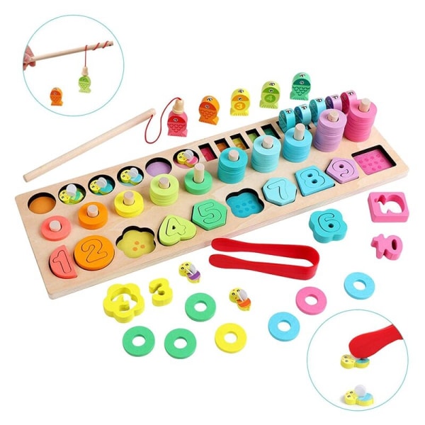 Trä nummer pussel sortering leksaker för småbarn form sorterare