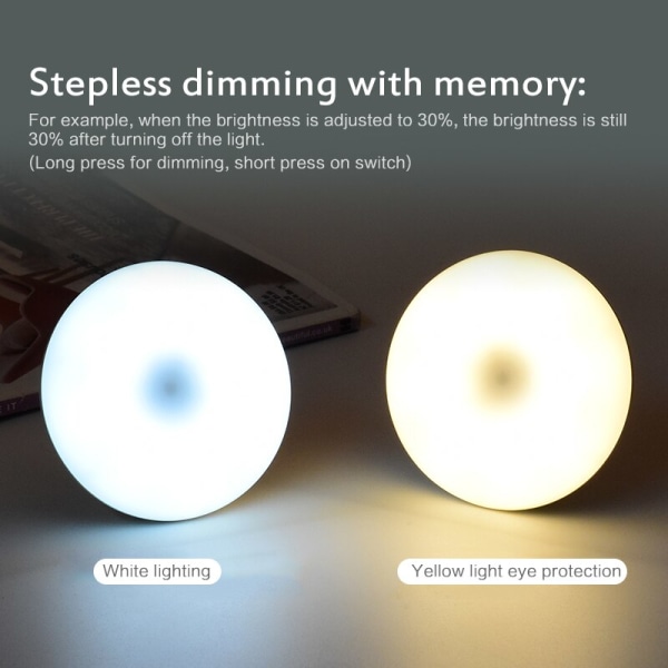 Motion Round Sensor Skåp Light Auto Smart Night Lamp LED