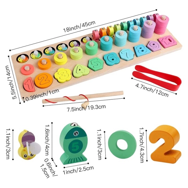 Trä nummer pussel sortering leksaker för småbarn form sorterare