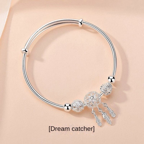 Dream Catcher Sterling Silver Armband, Fashion Girl Gold Bracelet