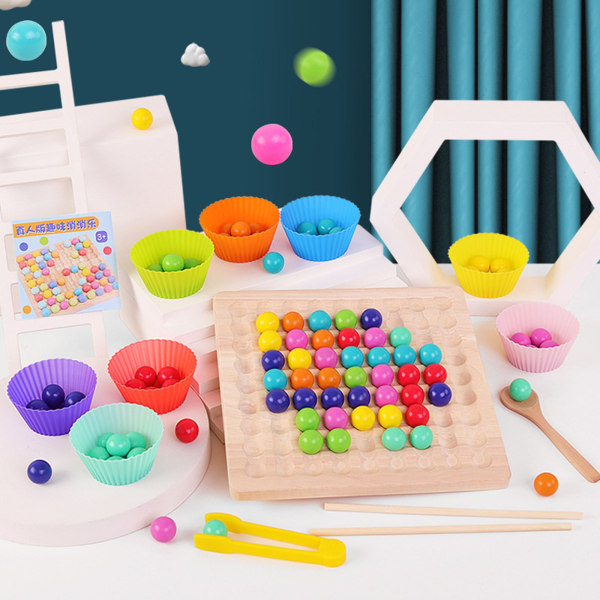 Förälder barn Färgglada trä Go spel Set Dots Beads Board