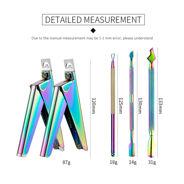 4st Nagelbandsskjutare Pincett Regnbågsnyckel Clipper Edge