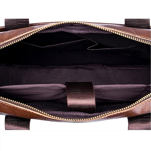 Bullcaptain 100 % äkta läder män Business Vintage Laptop