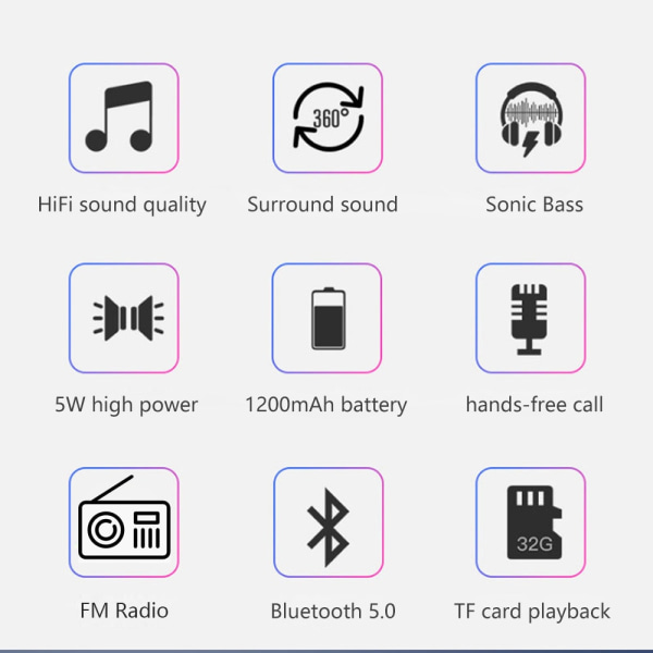 Bärbar Bluetooth högtalare Trådlös baskolumn utomhus USB