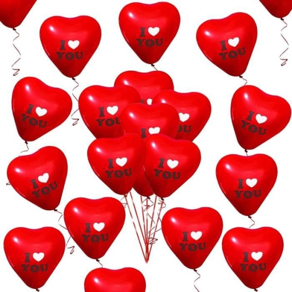 50st Röd Hjärtformad I Love U Latexballonger Hjärtformad