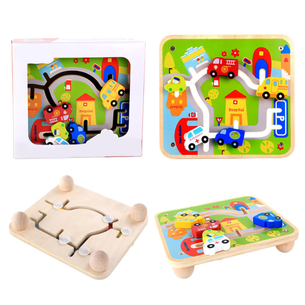 Matchande leksak för trätrafik Montessori-fordonssortering