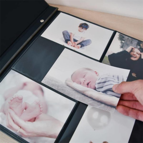 5-tums fotoalbum med stor kapacitet, familjefotoalbum baby Grey Wishing Tree