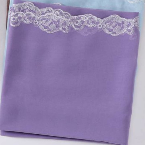 Lace Trim Pearl Bandana, Ladies Casual Single Color Chiffong White