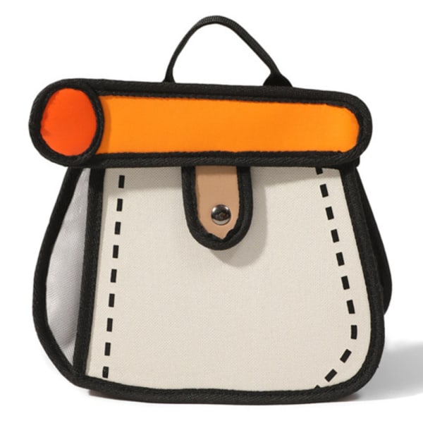 Tvådimensionell Cartoon Chain Bag, Graffiti Comic Cake Bag Orange