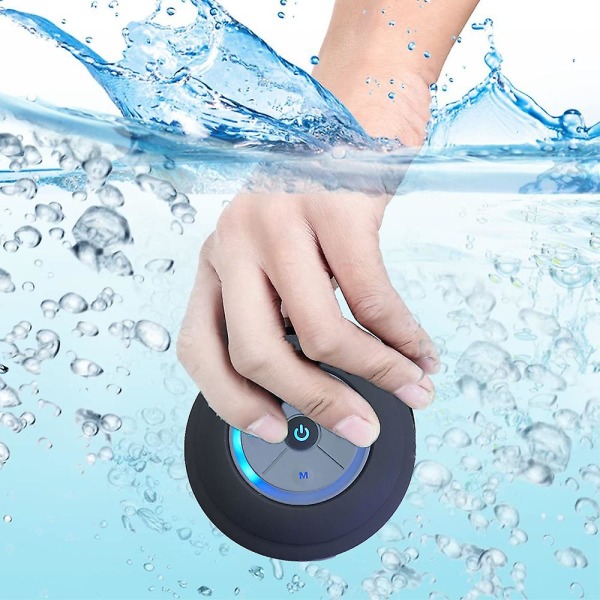 (Svart) Vattentät Bluetooth Led duschhögtalare Fm-radio