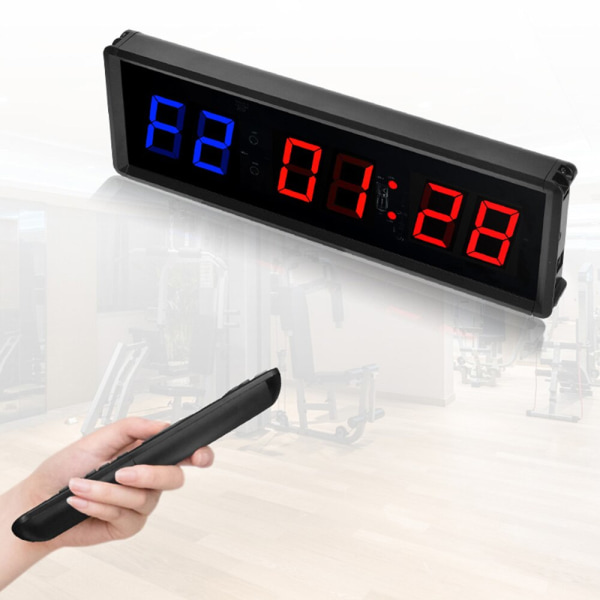 Digital Gym Timer Stoppur med fjärrkontroll LED Display Intervall