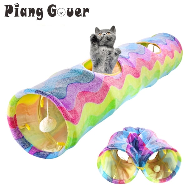 Rainbow Folding Cat Tunnel Tube Leksaker för kattträning