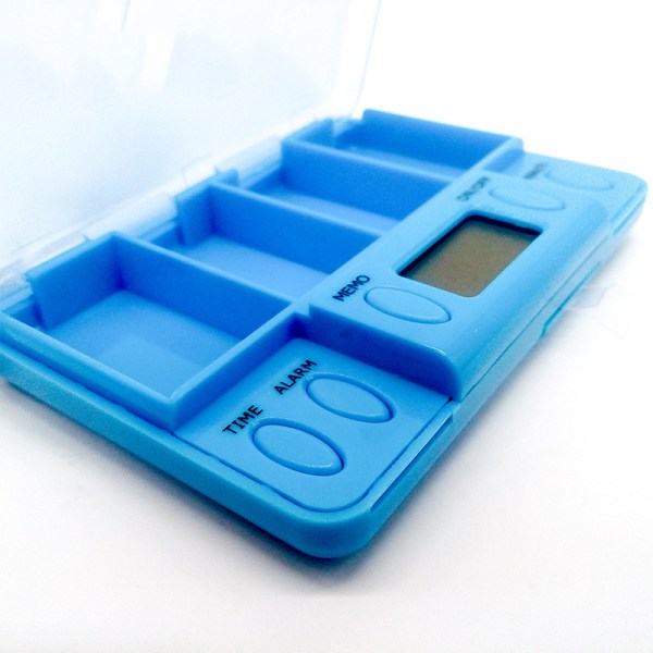 Elektronisk tablettbox, smart elektronisk påminnelsepillerbox, White