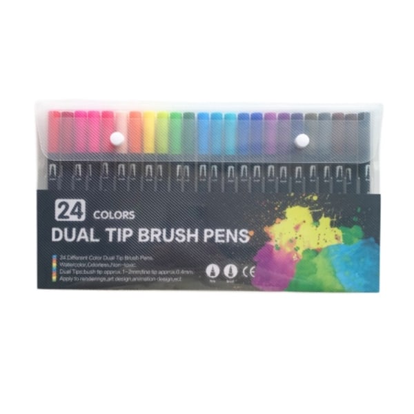 Dubbelsidiga borstar 24-färgs tuschpenna Set Art Markers